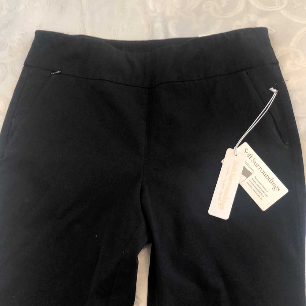 NWT soft Surroundings PL pull on Black pants slim